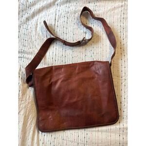 VTG NEW Carbon 2 Cobalt Brown Leather Waxed Canvas Satchel Laptop Messenger Bag